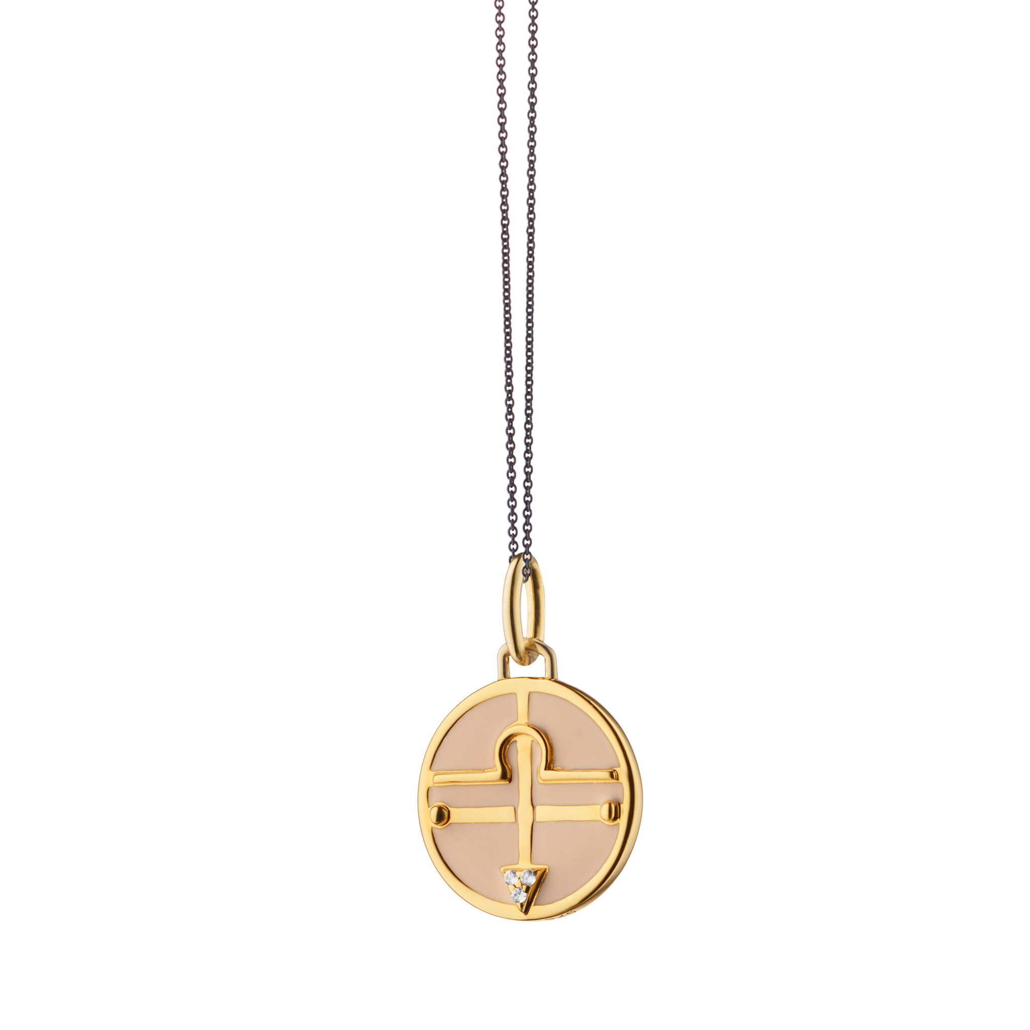 Monica Rich Kosann Zodiac x Colour Charms 18k Yellow Gold Vermeil Vermeil Enamel and White Sapphire Libra Pendant